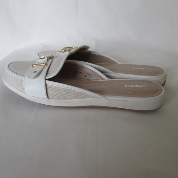Lands' End Ivory Shimmer Buckle Mule Shoes 8 - Picture 5 of 8